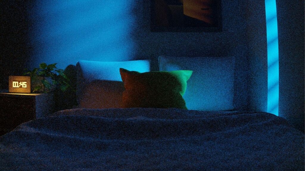 ambiente ideal para dormir melhor, com luz reduzida e temperatura adequada